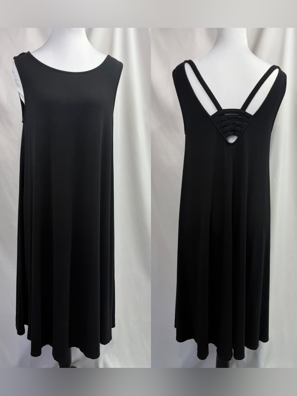 Philosophy Black Caged Strappy Back Sleeveless Tank Dress Knit Size Medium